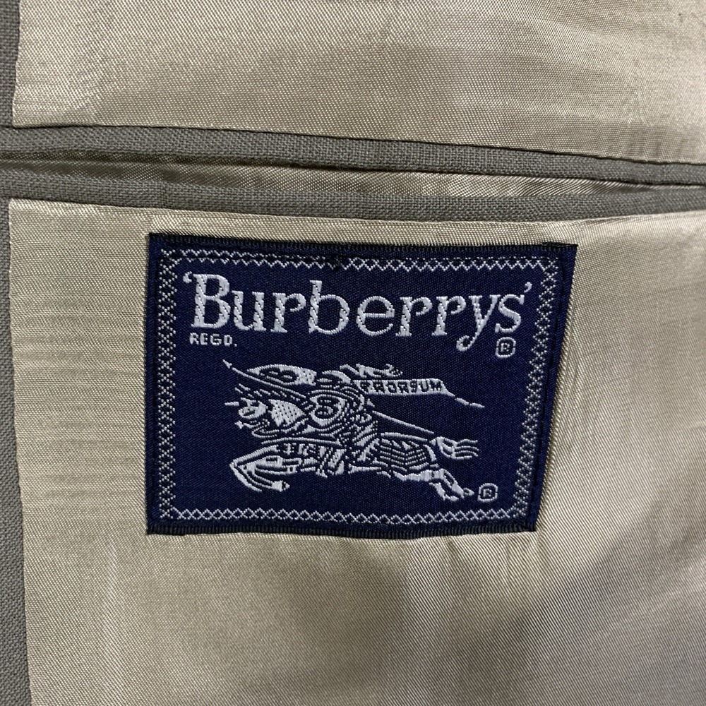 Vintage Burberrys Mens Suit Jacket 42 R Taupe Pin Stripe Lightweight Wool Luxury - Picture 9 of 12
